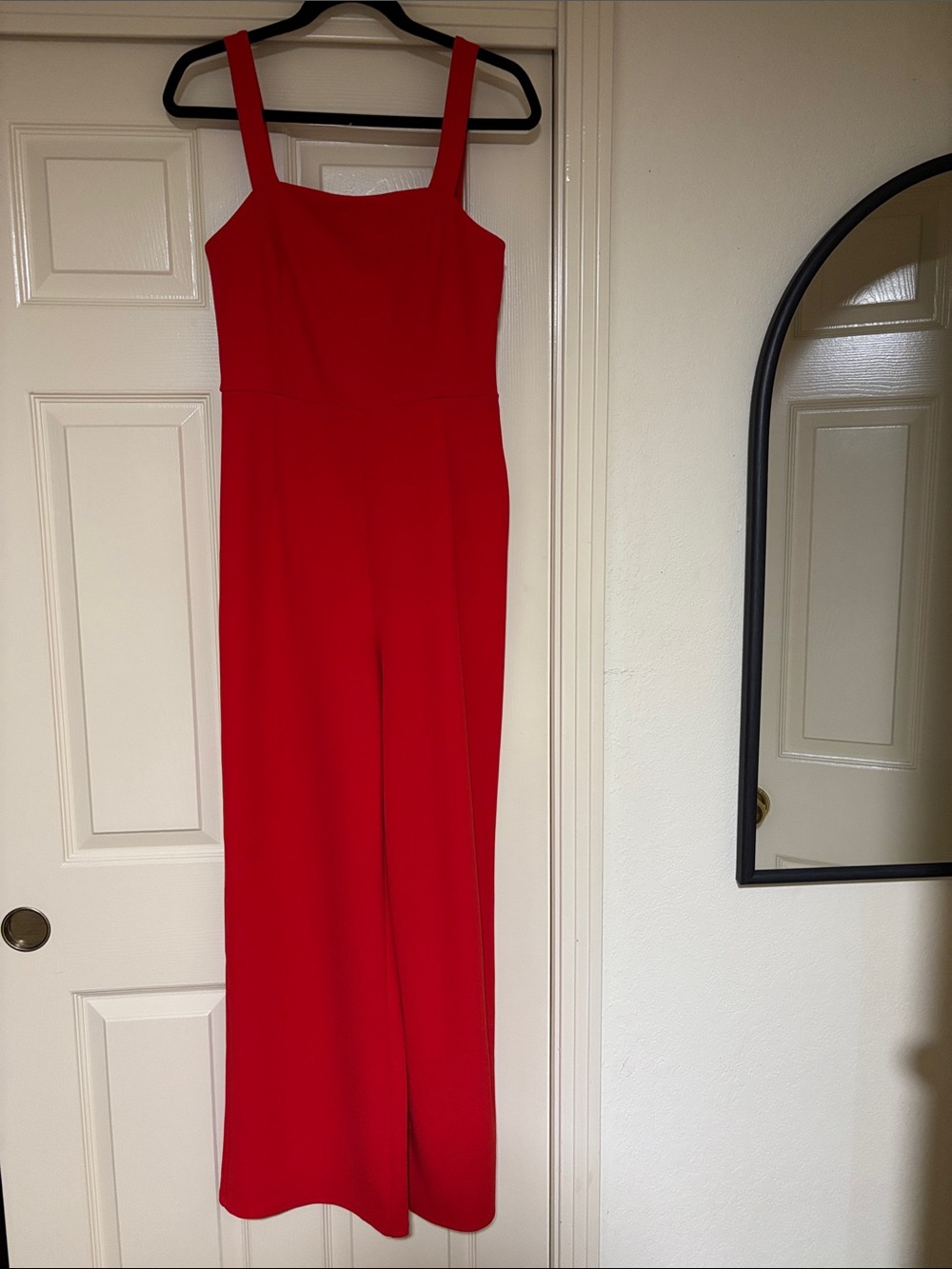 Alya Red Square-Neck Wide-Leg Jumpsuit